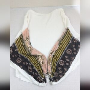 We The Free Semi Cropped Blouse with Puffy Boho Sleeves One Size